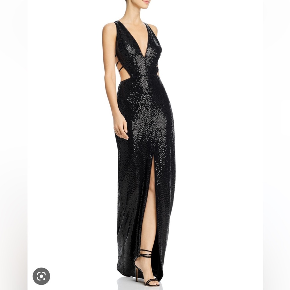 Aidan Mattox Floor length black sequin gown